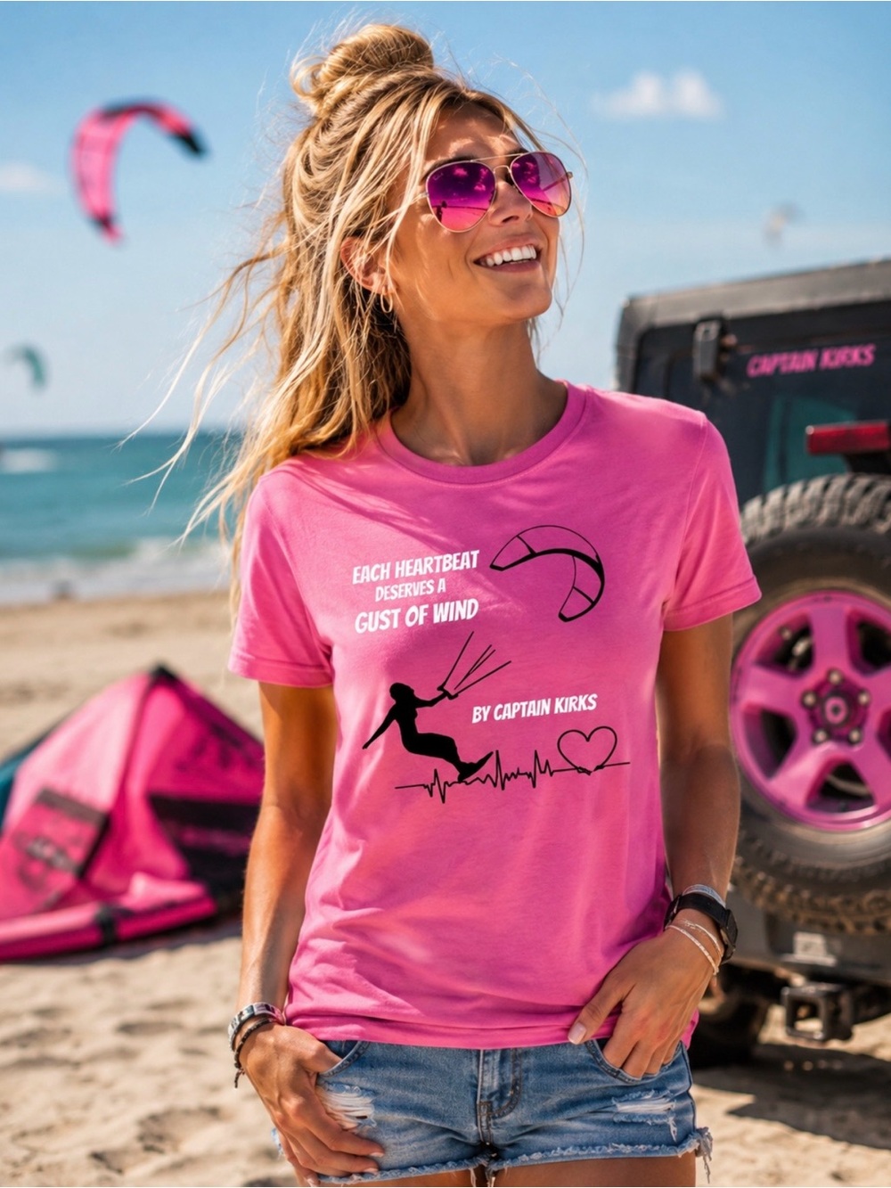 Tshirt kiteboarding kitesurfing girl by CK cotton